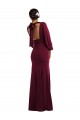 Ouro Borgonha Crepe Esticado Trombeta Mangas Compridas, Mangas Bispo Barco Longo Formais Vestidos de Madrinha / Vestidos de Noite / Vestidos de Festa Outlet