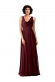 Ouro Borgonha Linha A Decote Capuz Chiffon Longo Vestidos de Madrinha Outlet