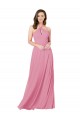 Pele Rosa Linha A Cabeçada Chiffon Longo Vestidos de Madrinha / Vestidos de Festa Outlet
