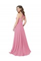 Pele Rosa Linha A Cabeçada Chiffon Longo Vestidos de Madrinha / Vestidos de Festa Outlet