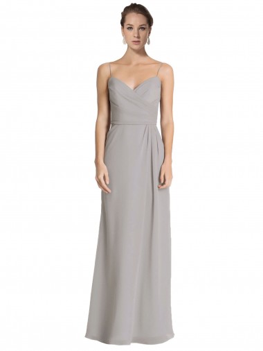 Prata Bainha Alças finas Chiffon Longo Vestidos de Madrinha Outlet