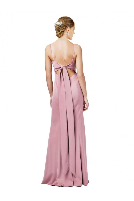 Preto Bainha Alças finas Crepe Esticado Longo Formais Vestidos de Madrinha / Vestidos de Festa Outlet