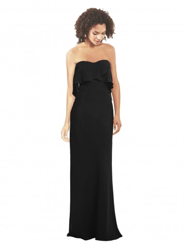 Preto Bainha Amor Chiffon Longo Vestidos de Madrinha Outlet