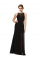 Preto Bainha Decote Alto Chiffon & Renda Longo Vestidos de Madrinha Outlet