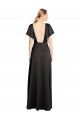 Preto Cetim Elástico Linha A Abrir de volta Decote V Longo Formais Vestidos de Madrinha / Vestidos de Noite / Vestidos de Festa Outlet
