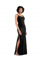 Preto Coluna Decote Capuz Veludo Elástico Longo Formais Vestidos de Madrinha / Vestidos de Festa Outlet