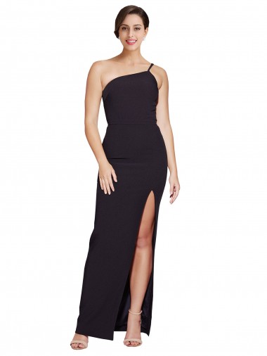 Preto Crepe Esticado Bainha Sem alças Longo Formais Vestidos de Madrinha / Vestidos de Noite / Vestidos de Festa Outlet
