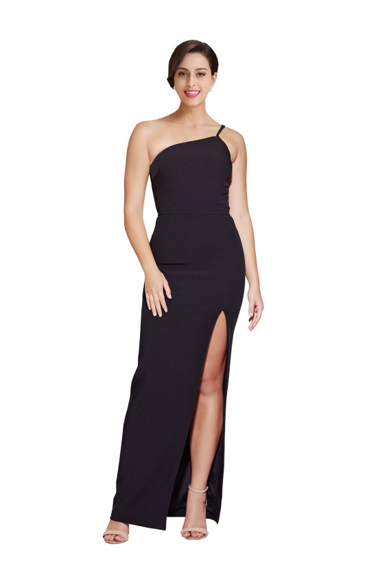 Preto Crepe Esticado Bainha Sem alças Longo Formais Vestidos de Madrinha / Vestidos de Noite / Vestidos de Festa Outlet