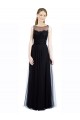 Preto Linha A Barco Tule & Renda Longo Vestidos de Madrinha Outlet