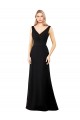 Preto Linha A Decote V Chiffon Longo Vestidos de Madrinha / Vestidos de Festa Outlet