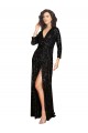 Preto Linha A Decote V Lantejoulas Longo Formais Vestidos de Madrinha / Vestidos de Festa Outlet