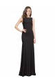 Preto Sereia Barco Crepe Esticado Longo Vestidos de Madrinha / Vestidos de Festa Outlet