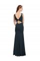 Preto Sereia Barco Crepe Esticado Longo Vestidos de Madrinha / Vestidos de Festa Outlet