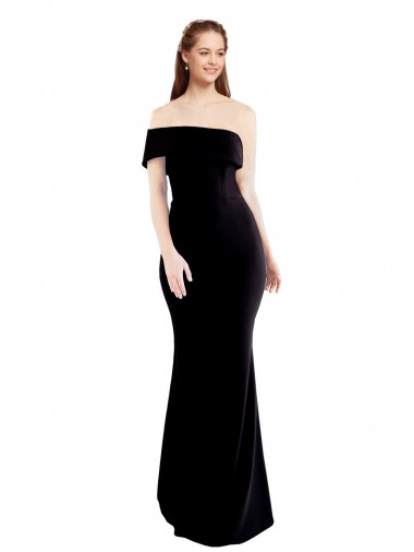 Preto Sereia Um Ombro Crepe Esticado Longo Formais Vestidos de Madrinha / Vestidos de Festa Outlet