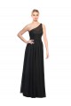 Preto Tule Linha A Sem Mangas Um Ombro Longo Vestidos de Madrinha Outlet