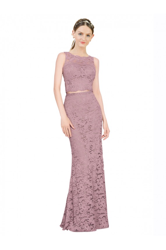 Renda Sereia Decote Ilusão Longo Vestidos de Madrinha / Vestidos de Festa Outlet