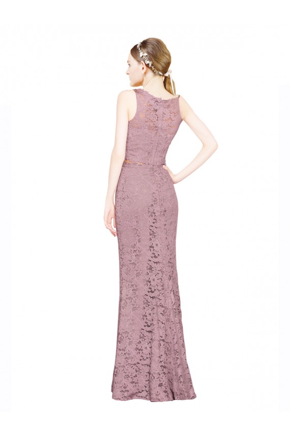 Renda Sereia Decote Ilusão Longo Vestidos de Madrinha / Vestidos de Festa Outlet