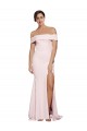 Rosa Bainha Decote Quadrado Comboio Varredela Crepe Esticado Longo Formais Vestidos de Madrinha / Vestidos de Festa Outlet