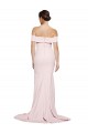 Rosa Bainha Decote Quadrado Comboio Varredela Crepe Esticado Longo Formais Vestidos de Madrinha / Vestidos de Festa Outlet