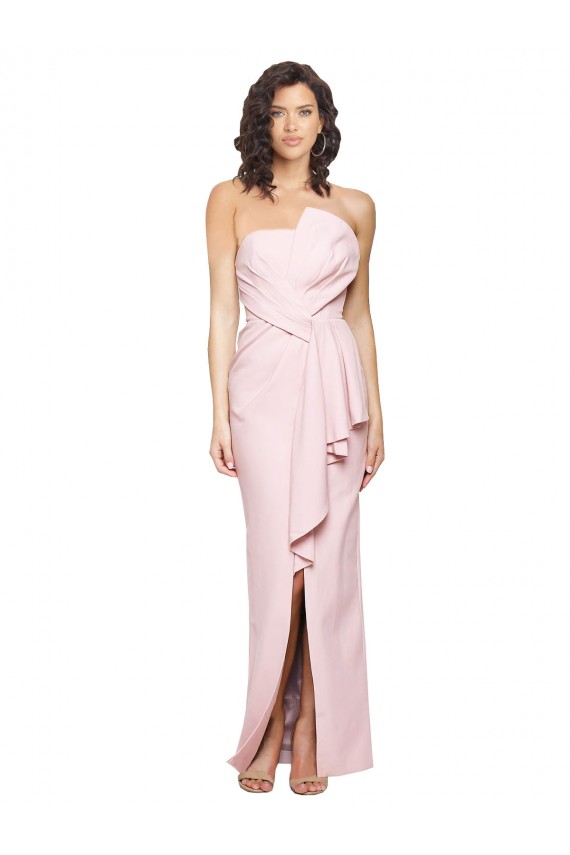 Rosa Bainha Sem alças Crepe Esticado Longo Formais Vestidos de Madrinha / Vestidos de Festa Outlet