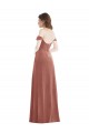 Rosa Canela Linha A Fora do Ombro Veludo Elástico Longo Vestidos de Madrinha / Vestidos de Festa Outlet