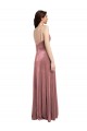 Rosa Canela Veludo Elástico Linha A Lombar Decote V Longo Formais Vestidos de Madrinha / Vestidos de Noite / Vestidos de Festa Outlet