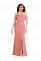 Rosa Choque Trombeta Um Ombro Crepe Esticado Longo Vestidos de Madrinha / Vestidos de Festa Outlet