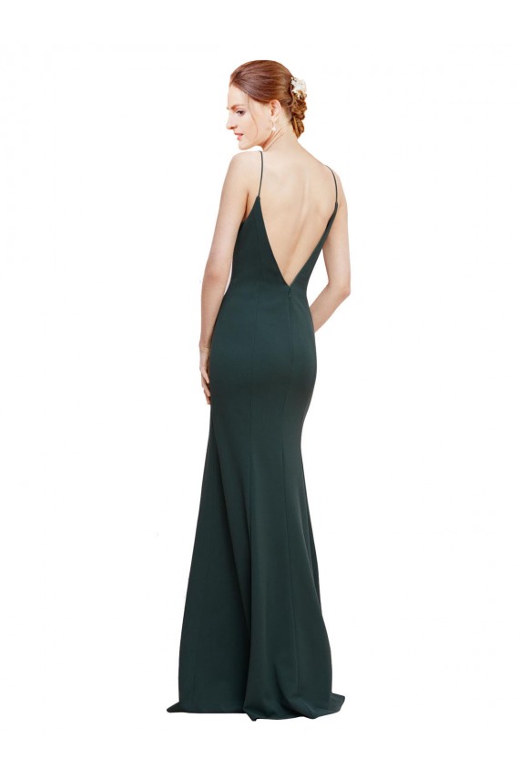 Rosa Crepe Esticado Linha A Costas em V Decote V Longo Formais Vestidos de Madrinha / Vestidos de Noite / Vestidos de Festa Outlet