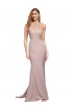Rosa Empoeirado Bainha Amor Comboio Varredela Crepe Esticado Longo Formais Vestidos de Madrinha / Vestidos de Festa Outlet