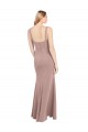 Rosa Empoeirado Sereia Decote Quadrado Crepe Esticado Longo Vestidos de Madrinha / Vestidos de Festa Outlet