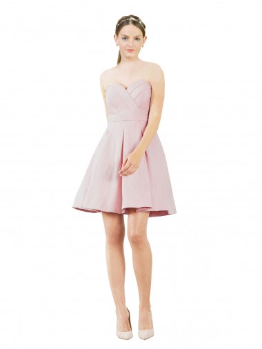 Rosa Linha A Amor Cetim Curto Vestidos de Madrinha / Vestidos de Homecoming Outlet