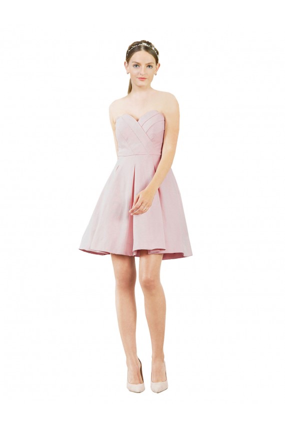 Rosa Linha A Amor Cetim Curto Vestidos de Madrinha / Vestidos de Homecoming Outlet