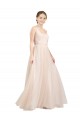 Rosa Linha A Colher Tule Longo Vestidos de Madrinha Outlet