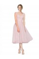 Rosa Linha A Decote V Comprimento Chá Tule Curto Vestidos de Madrinha / Vestidos de Homecoming Outlet