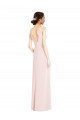 Rosa Linha A Decote V Crepe Esticado Longo Vestidos de Madrinha / Vestidos de Festa Outlet
