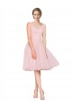 Rosa Linha A Decote V Tule Curto Vestidos de Madrinha / Vestidos de Homecoming Outlet