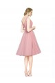 Rosa Linha A Decote V Tule Curto Vestidos de Madrinha / Vestidos de Homecoming Outlet