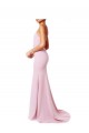 Rosa Sereia Alças finas Crepe Esticado Longo Vestidos de Madrinha / Vestidos de Festa Outlet