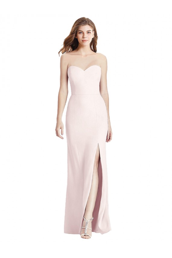Rosa Trombeta Amor Crepe Esticado Longo Vestidos de Madrinha / Vestidos de Festa Outlet