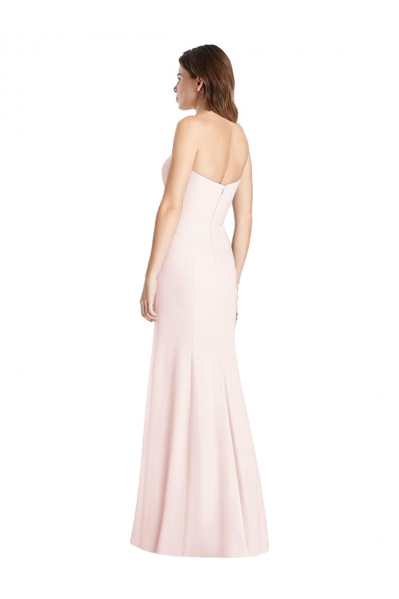 Rosa Trombeta Amor Crepe Esticado Longo Vestidos de Madrinha / Vestidos de Festa Outlet