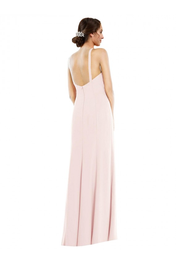 Rosa Trombeta Cabeçada Crepe Esticado Longo Formais Vestidos de Madrinha / Vestidos de Festa Outlet