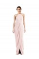 Rosa Trombeta Cabeçada Crepe Esticado Longo Vestidos de Madrinha / Vestidos de Festa Outlet