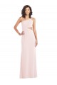 Rosa Trombeta Um Ombro Crepe Esticado Longo Formais Vestidos de Madrinha / Vestidos de Festa Outlet