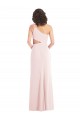 Rosa Trombeta Um Ombro Crepe Esticado Longo Formais Vestidos de Madrinha / Vestidos de Festa Outlet