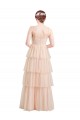 Rosa Tule Linha A Decote V Longo Vestidos de Madrinha Outlet