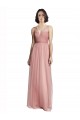 Rose Rosa Linha A Decote V Tule Longo Vestidos de Madrinha Outlet