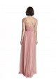 Rose Rosa Linha A Decote V Tule Longo Vestidos de Madrinha Outlet