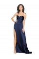 Safira Cetim Sedoso Linha A Lombar Decote Alto Longo Formais Vestidos de Madrinha / Vestidos de Noite / Vestidos de Festa Outlet