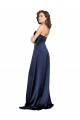 Safira Cetim Sedoso Linha A Lombar Decote Alto Longo Formais Vestidos de Madrinha / Vestidos de Noite / Vestidos de Festa Outlet