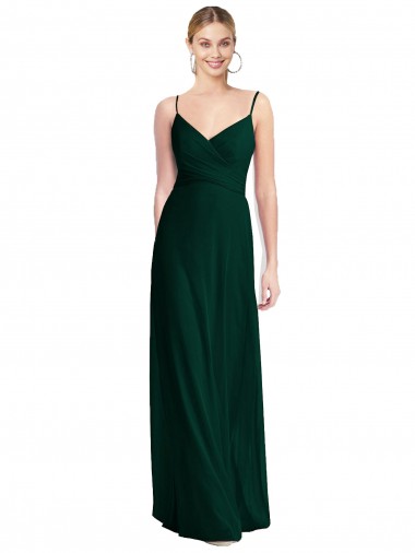 Sempre Verde Linha A Alças finas Chiffon Longo Vestidos de Madrinha Outlet